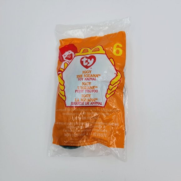 Iggy The Iguana #6 McDonald’s Toy Retired 1999 New Sealed TY Teenie Beanie Babie - Picture 2 of 7